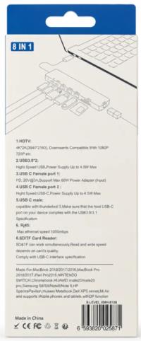 X-LEVEL XMH7810 X-MULTIDOCK 5IN1 TYPE-C TO USB HUB+HDMI+TYP-C+ETH  XMH-8108